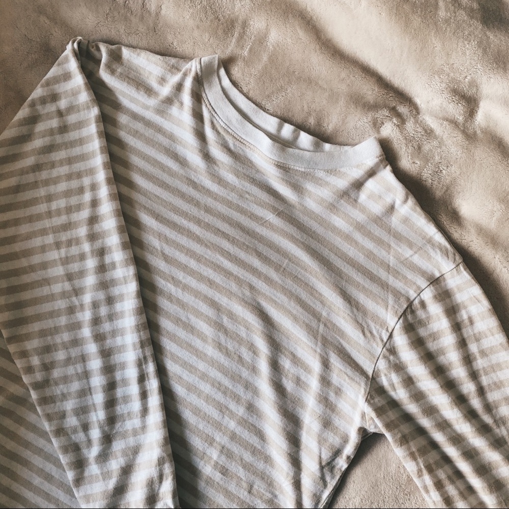 White and cream striped long sleeve